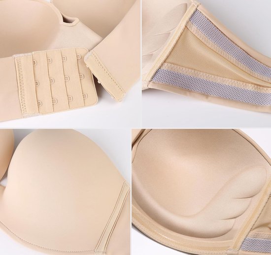 Dames Comfort Bh Met Hele Cup Voor Zonder Vulling Grote Maten | Naadloos, diepe diepte, lage rug, converteerbare bandjes, dikke vulling, push-up, U-halslijn — afbeelding 3