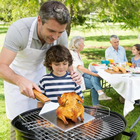 Spatelset van roestvrij staal, pannenwender spatel met houten handgrepen voor burgerpers Teppanyaki Barbecue Steak Teppanyaki accessoires — afbeelding 4
