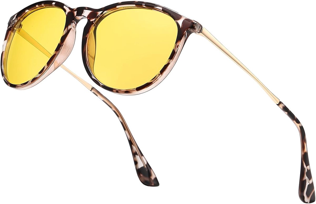 Rijbril voor Vrouwen - Gepolariseerde Nachtzichtbril HD Anti Glare Gele Lens Nachtbril