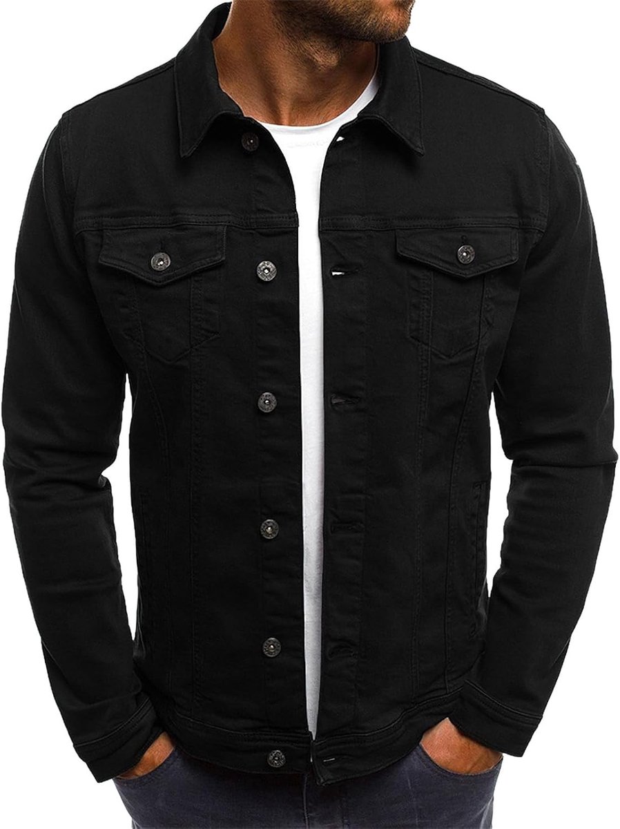 amropi Denim herenjas met knopen, ongedwongen bovenkleding, spijkerjacks