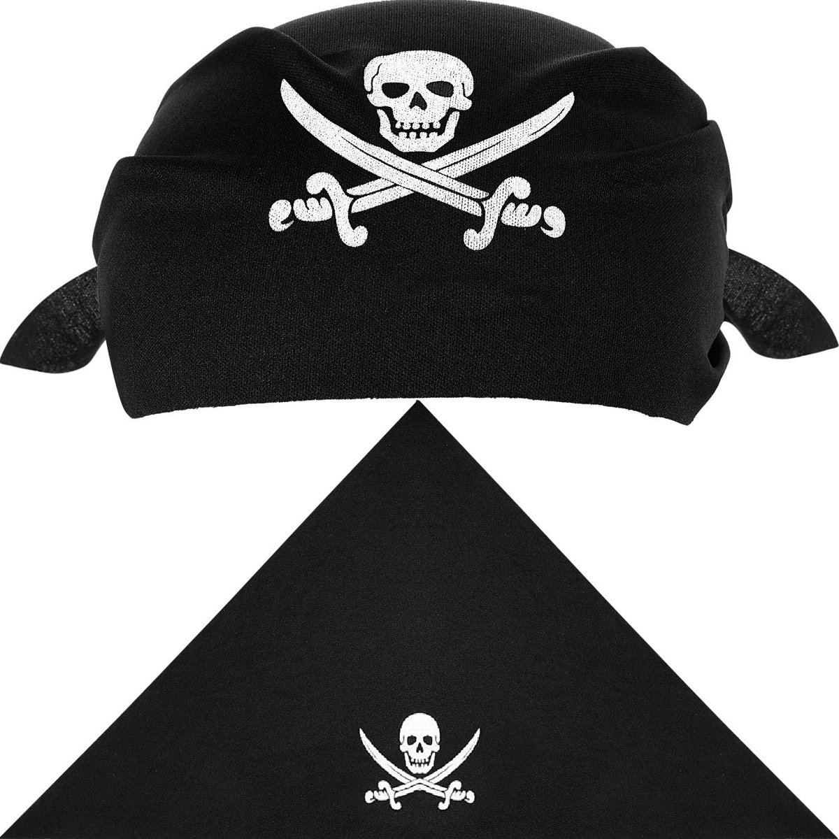 12 stuks piraat bandana's zwart, kapitein hoofddoek voor themafeest, Halloween en kinderen gunsten (stijl A)