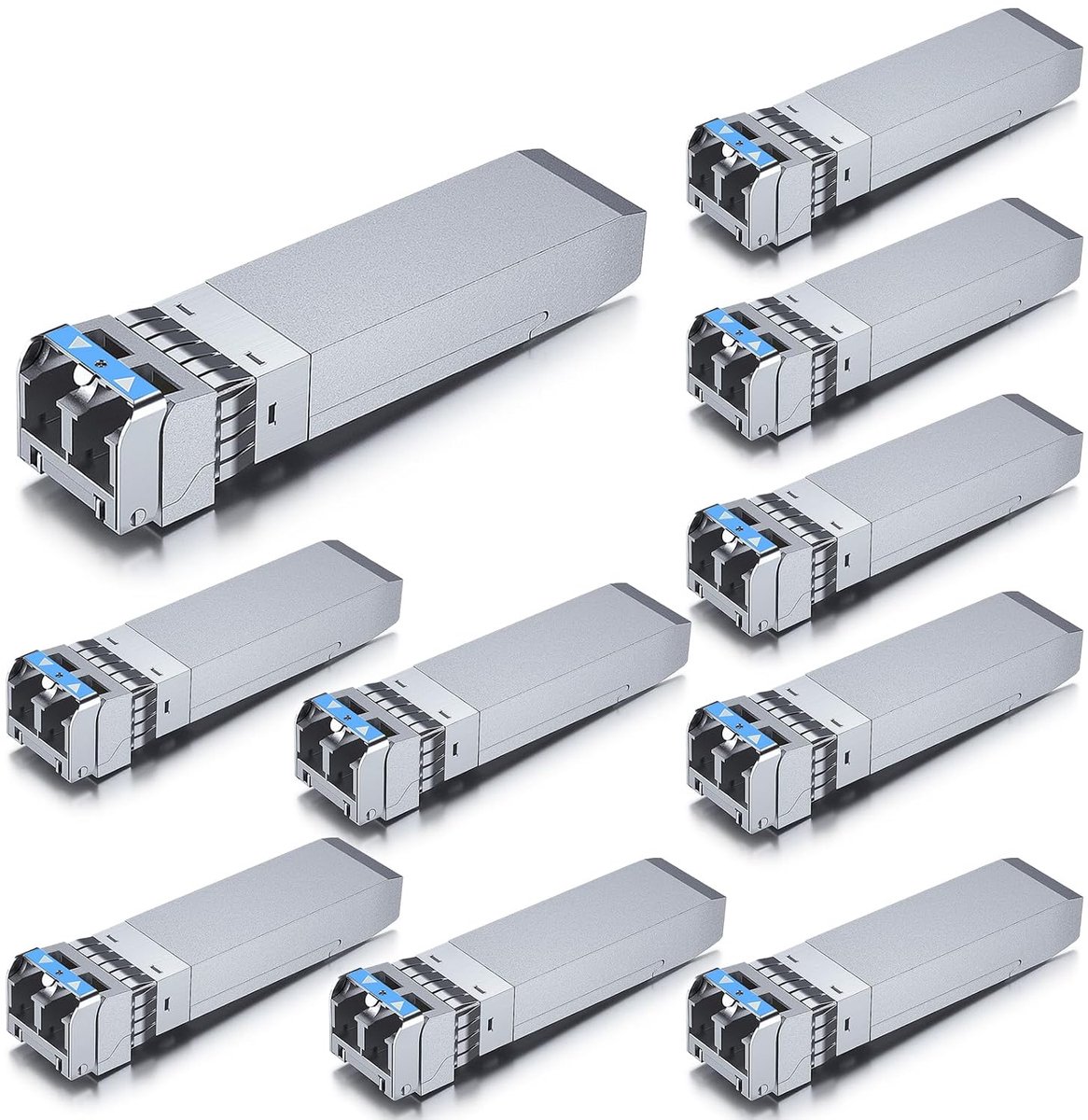 10Gtek [10 Stukken] 10Gb SFP+ LR Singlemode Module 10km, 10GBase-LR LC Transceiver Compatible for Cisco, Meraki, Mikrotik, Ubiquiti UniFi, Netgear, Zyxel, Qnap, Synology, D-Link and more