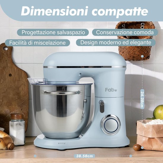 Keukenmachine - Deegmixer - Thuis Bakken - 10 Snelheden - 6 Liter Kom - Blauw — afbeelding 2