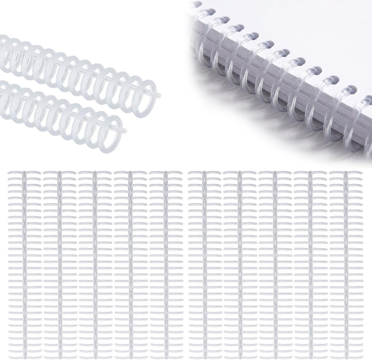 Bindruggen, 19 mm / 0,75 inch diameter bindkammen 30 ringen 150 vel capaciteit zelfsnijdende spiraalvormige bindspoelen voor A4 B5 A5 papier (Transparent)