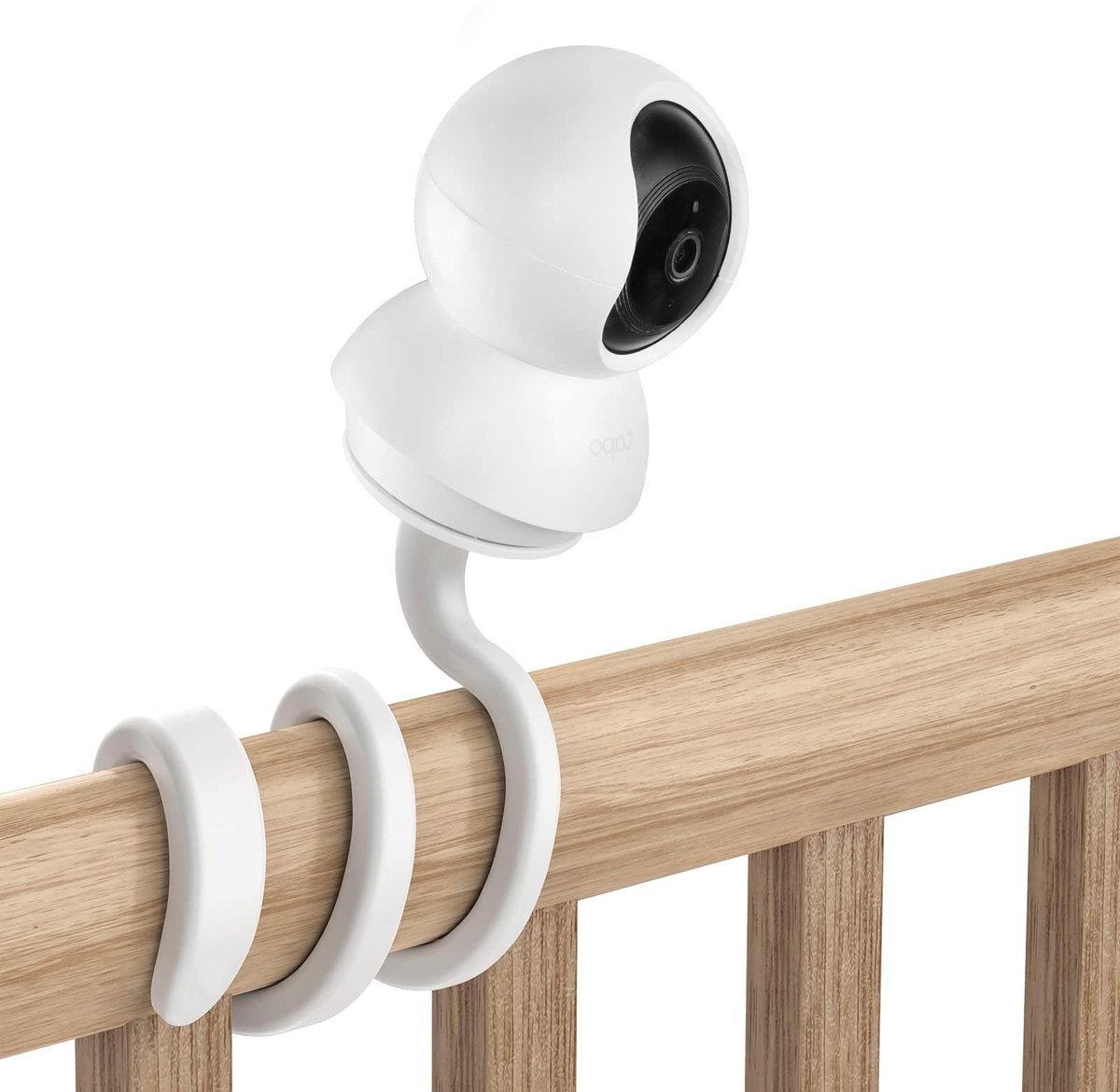 SnelShoppen - Flexibele houder voor babymonitor, verstelbare siliconen stang voor babybedbeveiligingscamera, wit, compatibel met diverse modellen