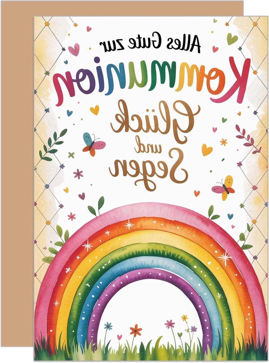 Wenskaart Communie - Kaart met envelop - Bijzondere gelegenheid - Ontworpen in Duitsland - 115 x 17 cm - Multicolor