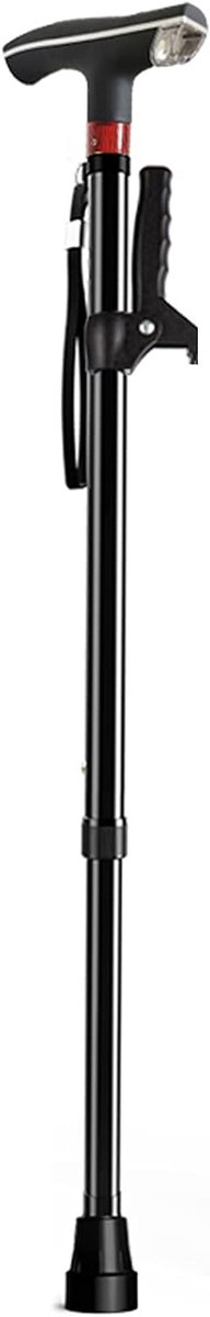 Wandelstok - Loopstok - Ondersteuning Lopen - Met LED Licht - 74-100cm - Zwart