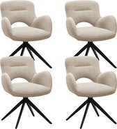 Bol.com Colenis® - Olena Eetkamerstoelen - Set van 4 - Beige - Bouclé Stof - Luxe Gestoffeerde Zitting - Industrieel Design - Me... aanbieding