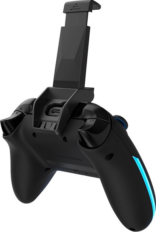 DragonShock - AURORA PLUS - Manette sans fil noire avec support téléphone pour PS3, PC, Android et IOS