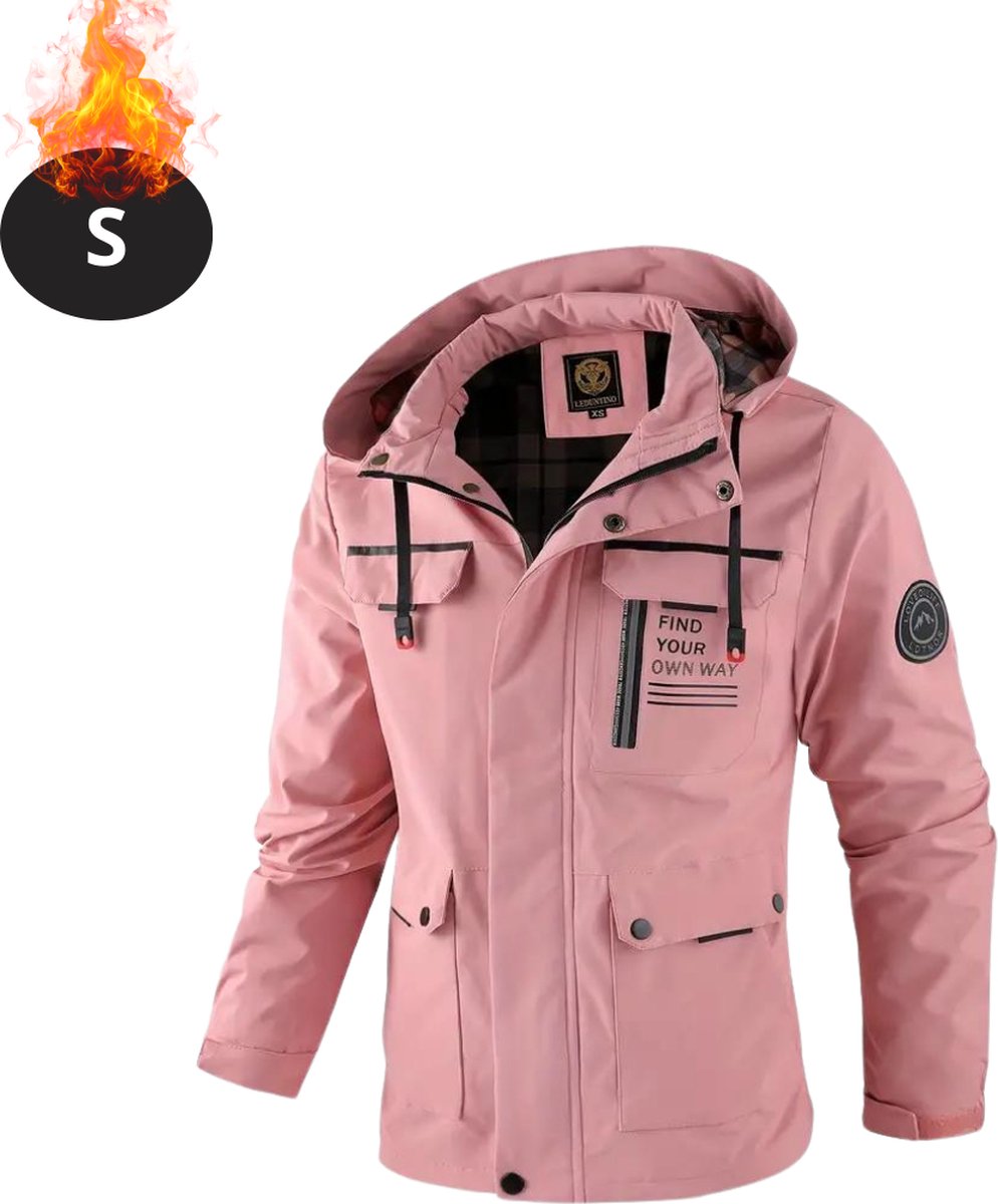 Livano Windjas Voor Heren Windjack Waterdicht Jas Met Capuchon Outdoorjas Volwassen Roze