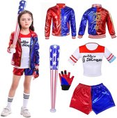 ChouGlow Quinn Kostüme,Mädchen Bösewicht Suicide Kostüm Mädchen Cosplay Costume für Halloween Weihnachten Karneval Joker Cosplay (Erwachsene, L