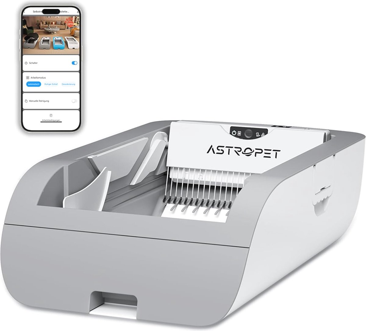 Goedkoopste Zelfreinigende Kattentoilet met App Bediening en Infraroodsensor - Grote Inhoud voor Meerdere Katten (Grijs