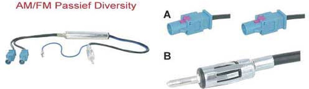 Diversity antenne adapter passief 2x fakra male --> din male