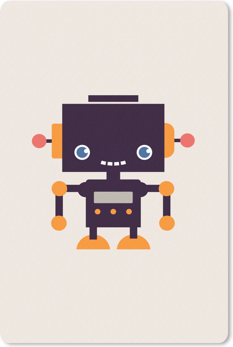 Muismat 18x27 cm - Mousepad Robot - Antenne - Oranje - Beige - Kind - Kids - Muismatten