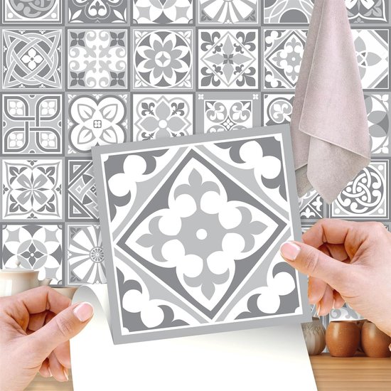 Tegelstickers pellen en opplakken, 24 stuks wandtegels voor keuken