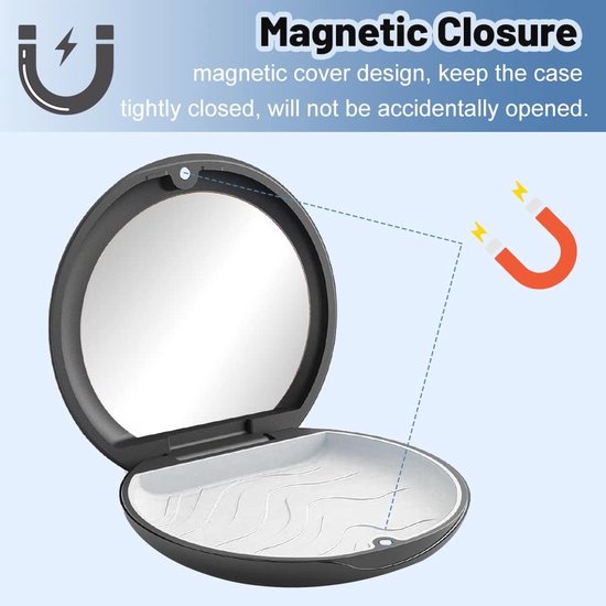 Draagbare Kunstgebitdoos met Spiegel en Magnetisch Slot - Ideaal voor Tandhouders en Aligners