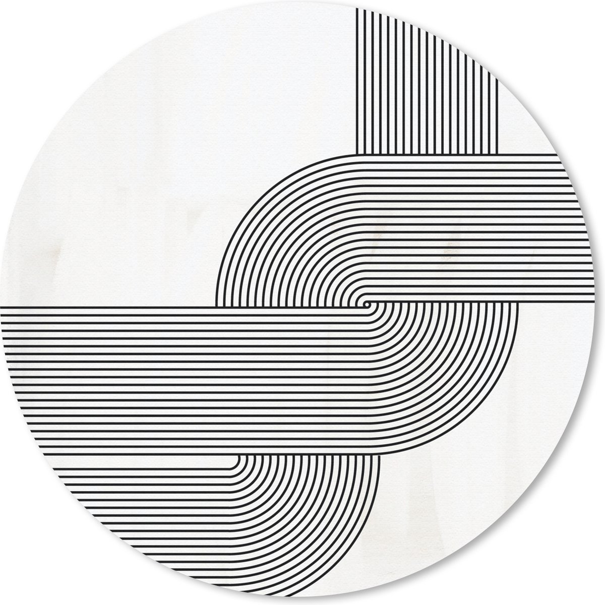 Muismat rond 20x20 cm - Mousepad Kunst - Abstract - Zwart - Wit - Ronde muismatten