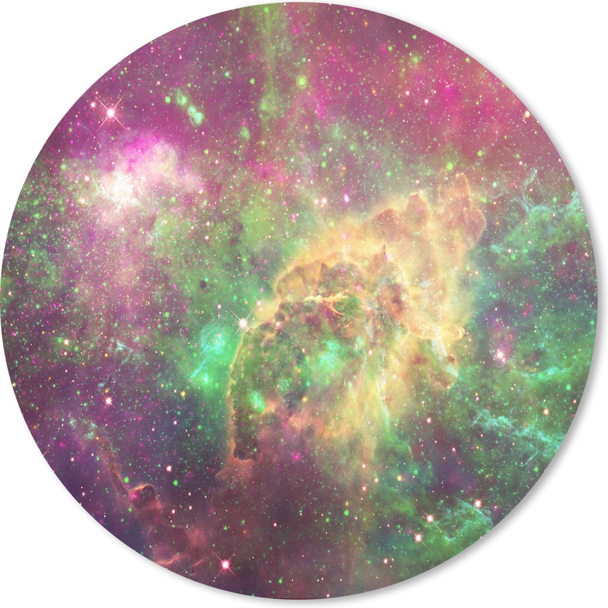 Muismat rond 40x40 cm - Mousepad Ruimte - Sterren - Kleuren - Ronde muismatten