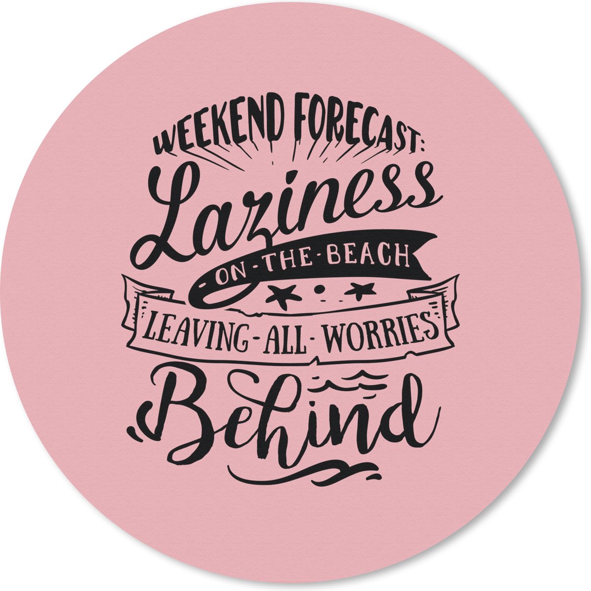 Muismat rond 40x40 cm - Mousepad Zomer - Quotes - Roze - Strand - Ronde muismatten