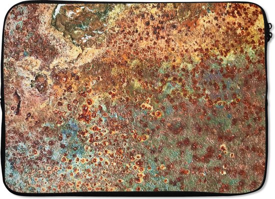 Laptophoes 13 inch - Kleuren - Metaal - Roest print - Structuur - Abstract - Laptop sleeve - Binnenmaat 32x22,5 cm - Zwarte achterkant