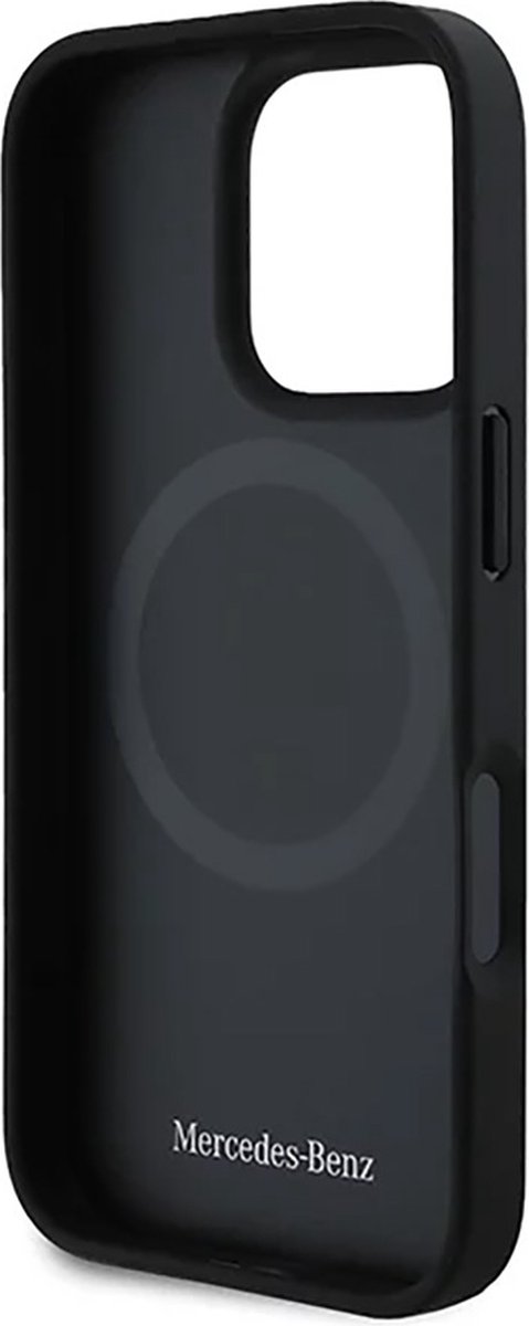 Mercedes-Benz Backcase hoesje geschikt voor iPhone 16 Pro - Effen Zwart - Kunstleer