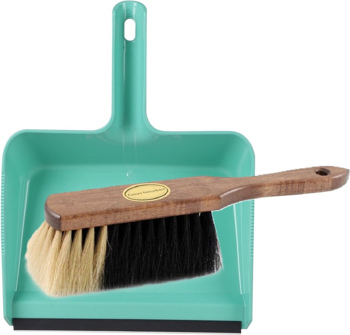 Goedkoopste Brumag Stoffer en blik set Freya - blik kunststof - mint - 38 x 30 cm - borstel paardenhaar 29 cm