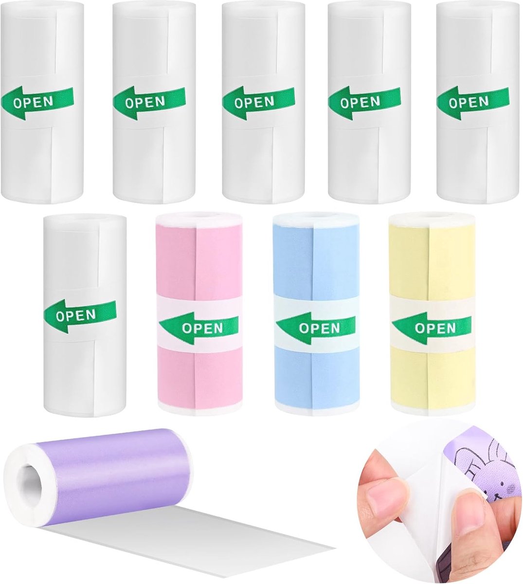 Thermisch Papier voor Kinderen - 10 Rollen Printpapier voor Camera's en Stickers - Mini Thermisch Printerpapier (57 x 25 mm)