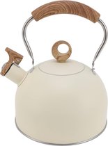 Bol.com 25 liter fluitketel van roestvrij staal met handvat voor elektrisch fornuis gasfornuis - beige aanbieding