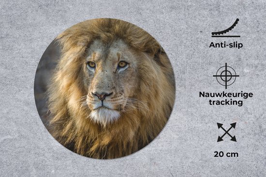 Muismat rond 20x20 cm - Mousepad Leeuw - Portret - Wild - Ronde muismatten