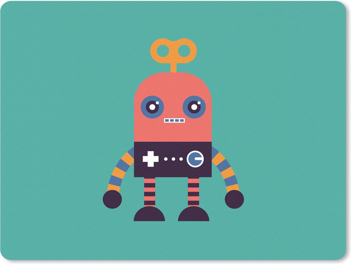 Muismat 23x19 cm - Mousepad Robot - Speelgoed - Gezicht - Roze - Jongens - Kinderen - Muismatten
