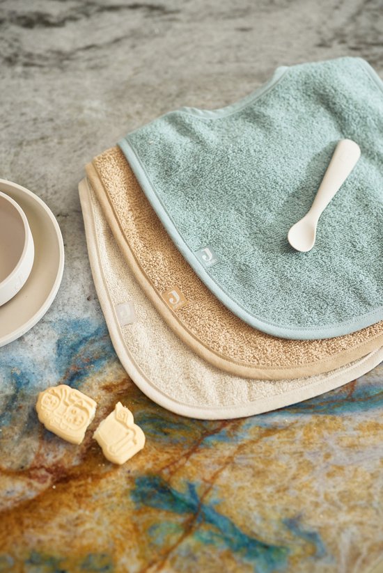 Jollein - Baby Slab Badstof - Katoen - Met Klittenband - Slabbetjes - 3 Stuks - Sea Green/Nougat/Biscuit van Jollein — afbeelding 5