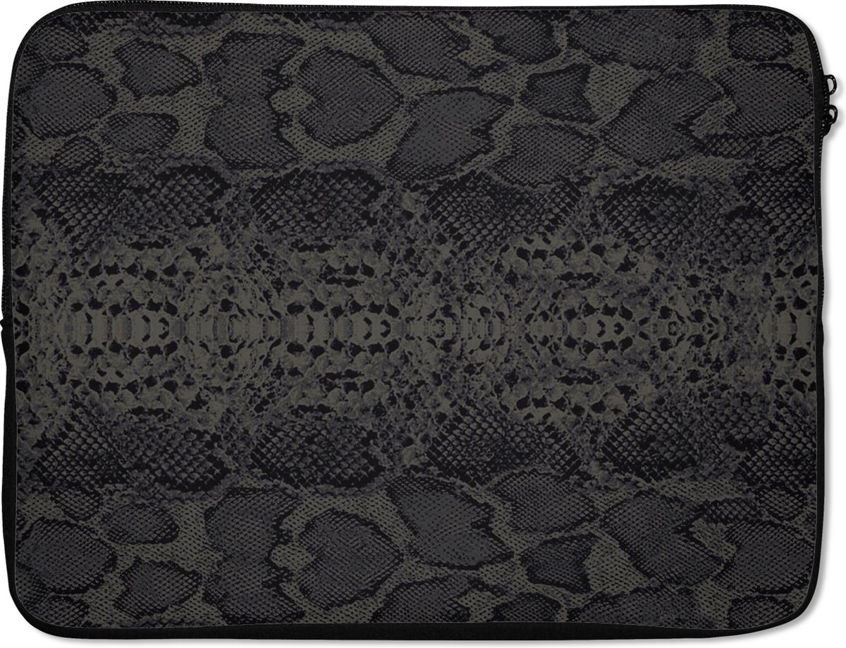 Laptophoes - Leer print - Zwart - Structuur - Slang - 15 6 Inch - Laptopcase - Laptop sleeve