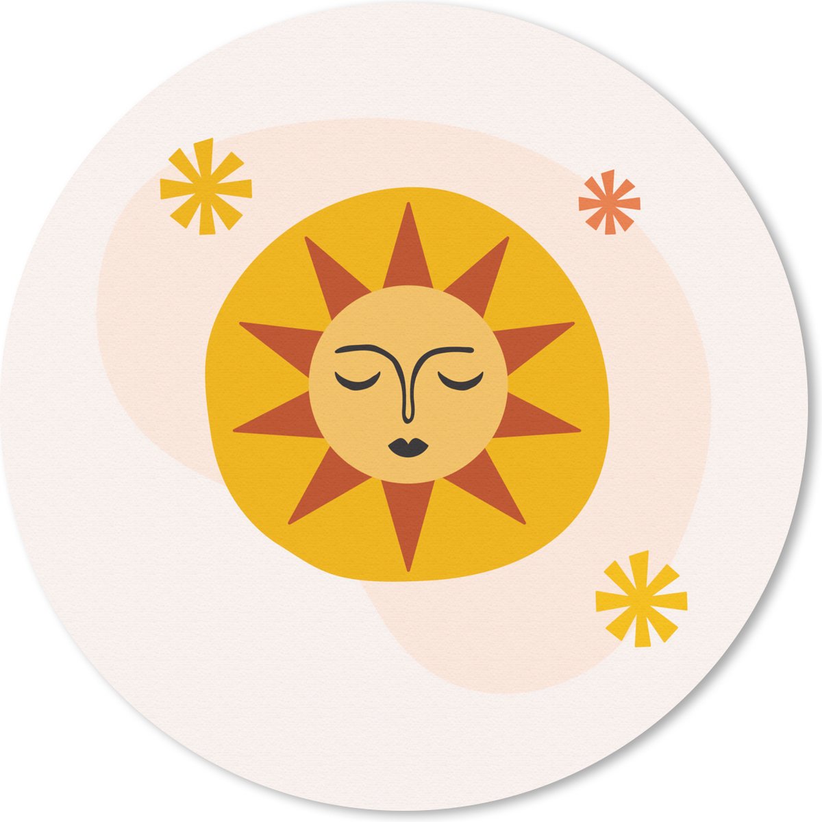 Muismat rond 20x20 cm - Mousepad Zon - Gezicht - Zomer - Ronde muismatten