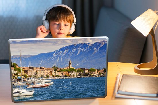 Autocollant pour ordinateur portable - 17,3 pouces - Lac de Garde - Bateaux - Montagnes - 40x30cm - Autocollants pour ordinateur portable - Peau pour ordinateur portable - Couverture