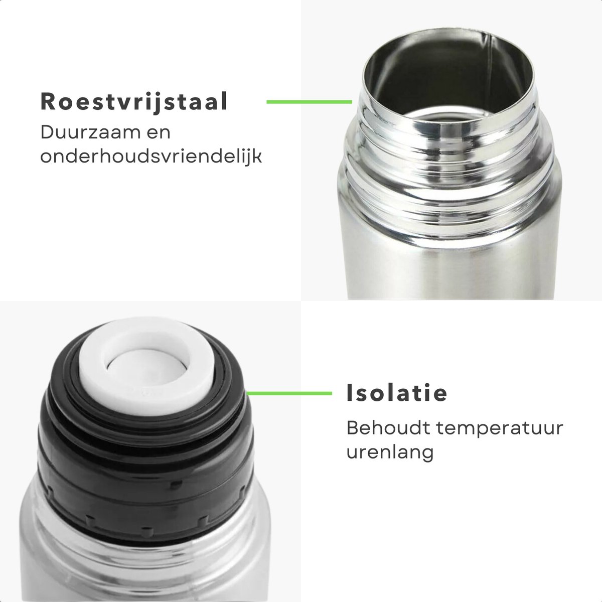 Thermosfles - Thermosbeker - Isolatiekan - Isoleerkan - Dubbelwandig - 0.5 Liter - RVS - Voor Warme en Koude Dranken - Inclusief EBOOK – foto 5
