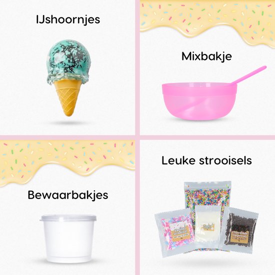 Bolke Slijm Maken IJssalon Thema - Maak je Eigen IJsjes Slijm - Compleet Slime DIY Knutselpakket Meisjes