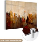 MuchoWow® Glasschilderij 180x120 cm - Schilderij acrylglas - Natuur - Bomen - Kunst - Bruin - Beige - Foto op glas - Muurdecoratie woonkamer - Wanddecoratie slaapkamer - Schilderijen