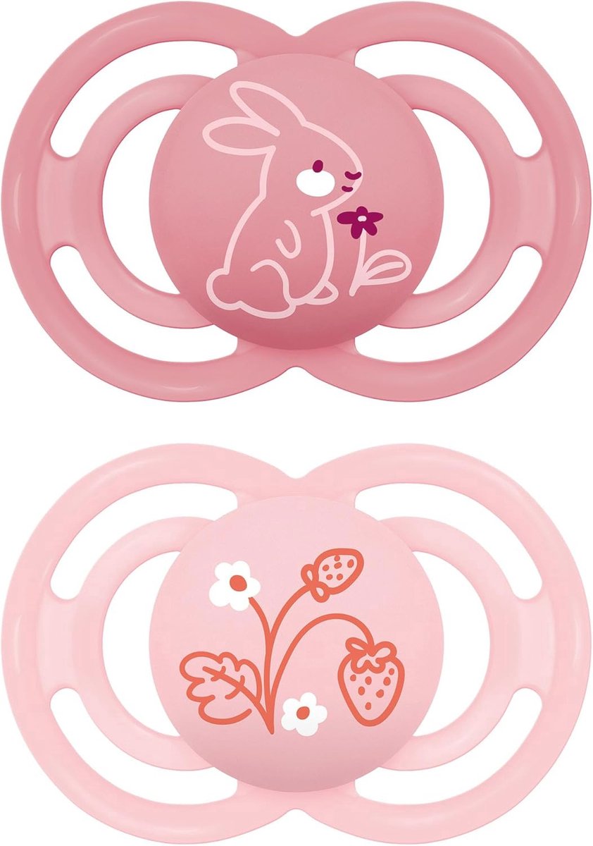 Goedkoopste Fopspeen 6 maanden , extra dunne en flexibele speen, zelfsteriliserende box, mat roze, 2 stuks