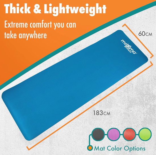 Tappetino Yoga 12 Mm Morbido E Antiscivolo - 183x60 Cm Con Cinghia Per Trasporto