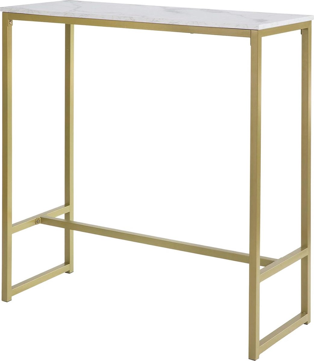 Hoge Bartafel met Marmeren Effect en Gouden Afwerking - Ideaal voor Kleine Ruimtes