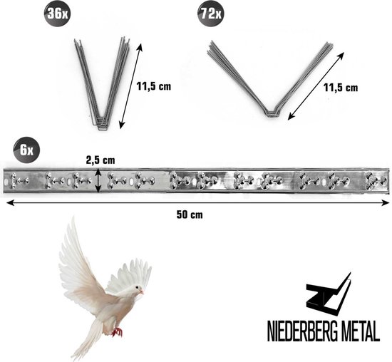 Épingles à pigeons - Acier 300 cm - Pointes anti-pigeons - Épingles à mouettes anti-oiseaux