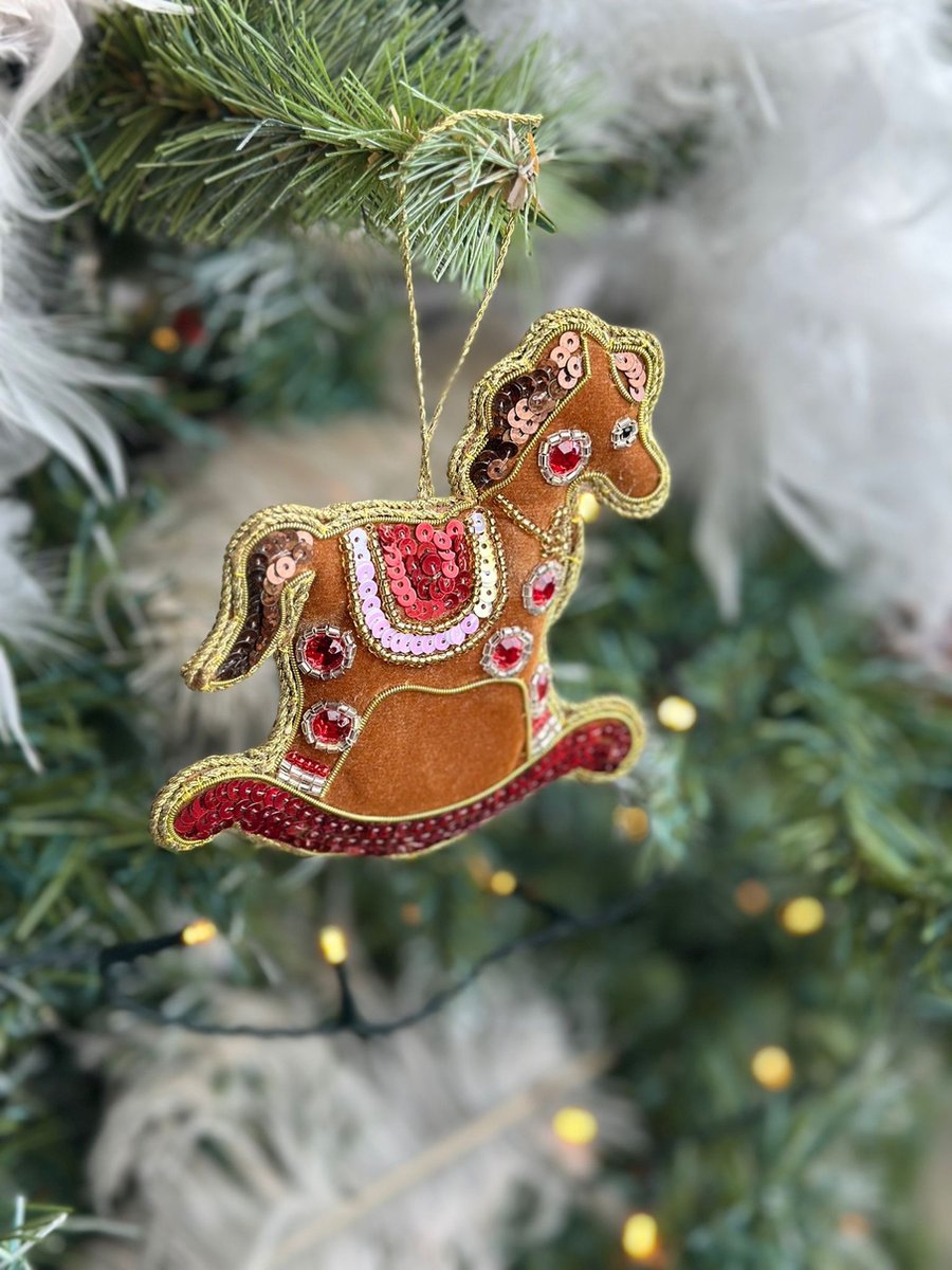 HEM Hobbelpaard Kerstbal – Kersthanger 12 cm – Ornament Hobbelpaard – Klassieke Kerstdecoratie – Kersthanger voor Boom
