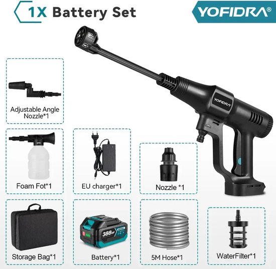 Eziclean® Hydroforce 165 - Hogedrukreiniger - Krachtig - 165 Bar Intensief Gebruik 180 Hoek Mondstuk Eziclean® Hydroforce 165 - Hogedrukreiniger - Krachtig - 165 Bar Intensief Gebruik 180 Hoek Mondstuk