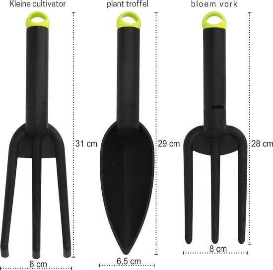 Drie-in-één Premium Tuingereedschapset Voor Tuin En Balkon: Cultivator - Bloemenschepje & Bloemvork van Merkloos	 — afbeelding 2