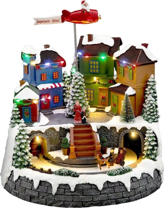 Fééric Lights and Christmas - Verlicht kerstdorp "Vliegende kerstman" met animatie