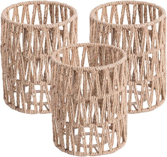 Angoily Geweven lampenkap retro rotan geweven mand plafond hanglamp afdekking vintage kroonluchter lampenkap voor eetkamer woonkamer 14x15cm Angoily Geweven lampenkap retro rotan geweven mand plafond hanglamp afdekking vintage kroonluchter lampenkap voor eetkamer woonkamer 14x15cm
