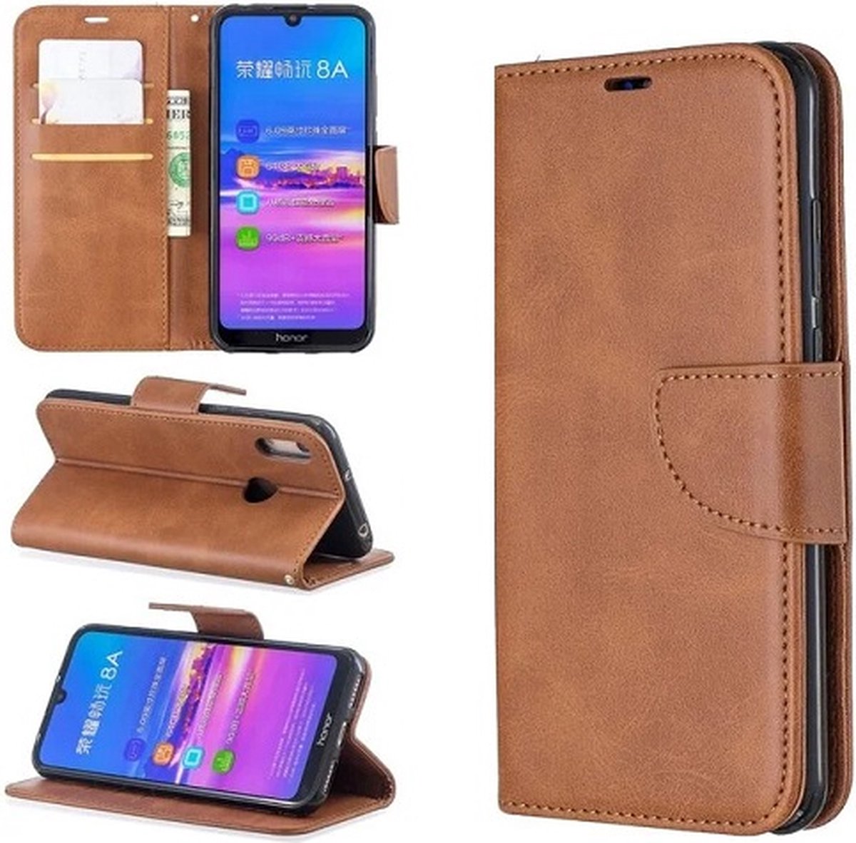 Huawei Y6 2017 Hoesje Met Pasjeshouder Bookcase Bruin