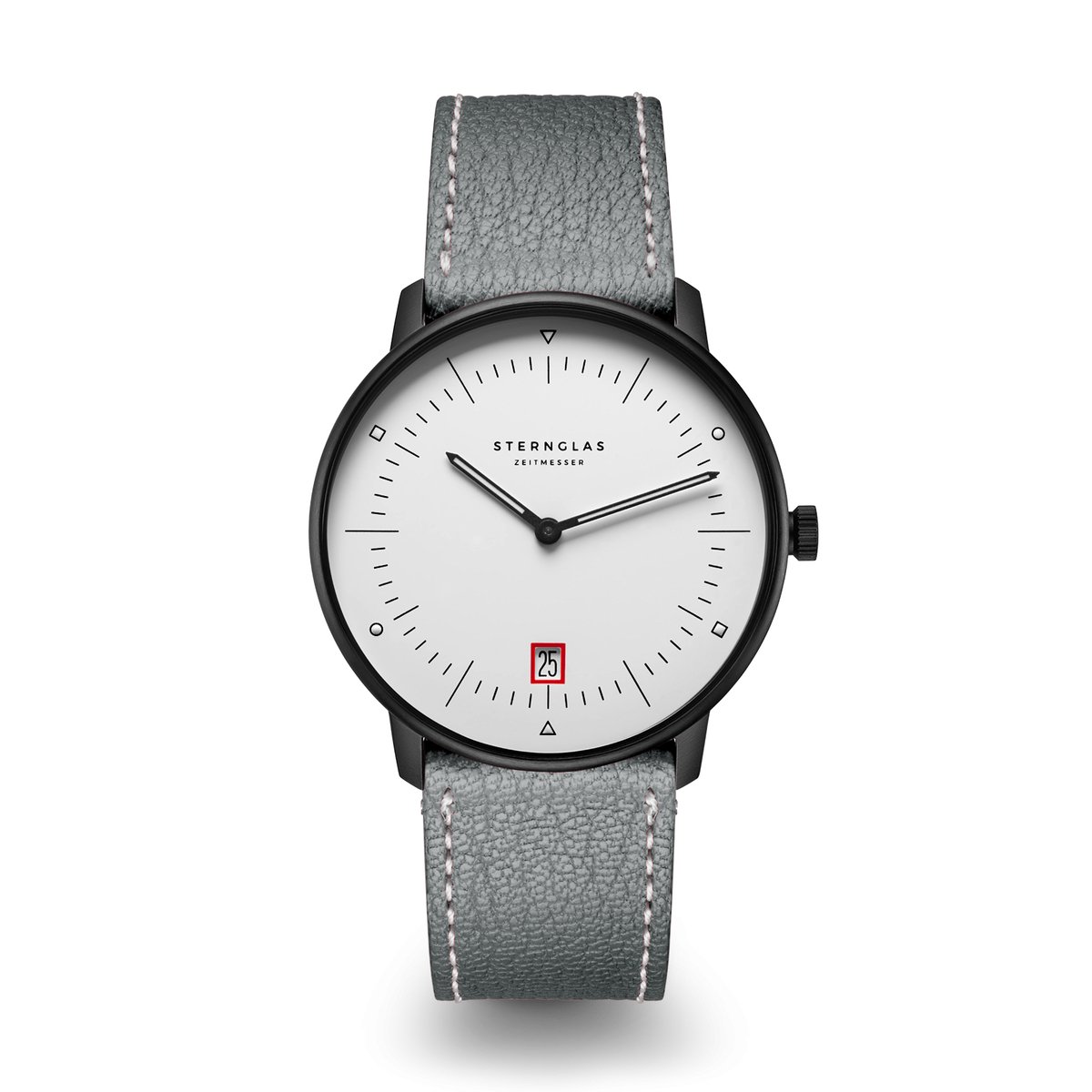 Sternglas S01-NAB15-CA01 Naos Edition Bauhaus III Heren Horloge - Saffierglas - Staal - Grijs-Zwart - Ø 38 mm - Quartz - Gesp - 5 ATM (douchen)