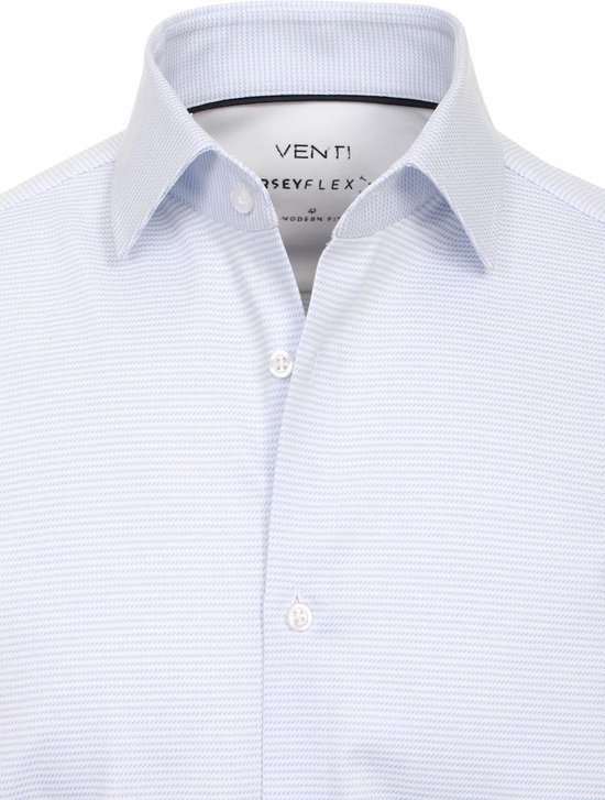 Chemise Venti Jerseyflex Blauw Travaillée Coupe Moderne - L