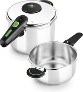 Bol.com Snelkookpannenset 4 + 6 liter roestvrij staal 18/10 - geschikt voor inductie en alle warmtebronnen. aanbieding